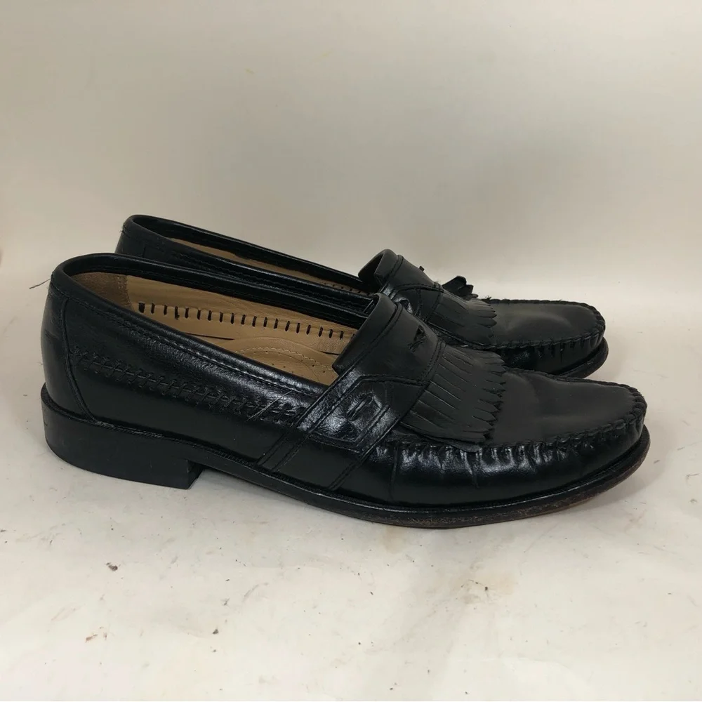 Florsheim Black Leather Tassel Loafer Slip On Dress Shoe Size Men's 9 D